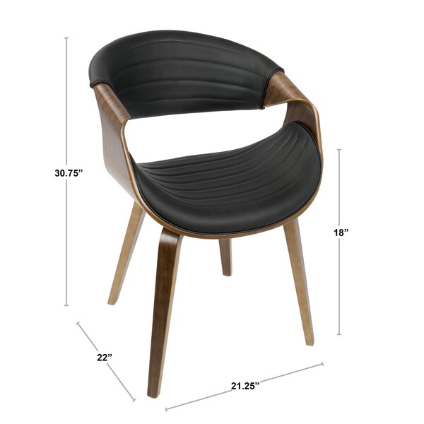 Symphony Dining/Accent Chair In Walnut Wood And Black Faux Leather